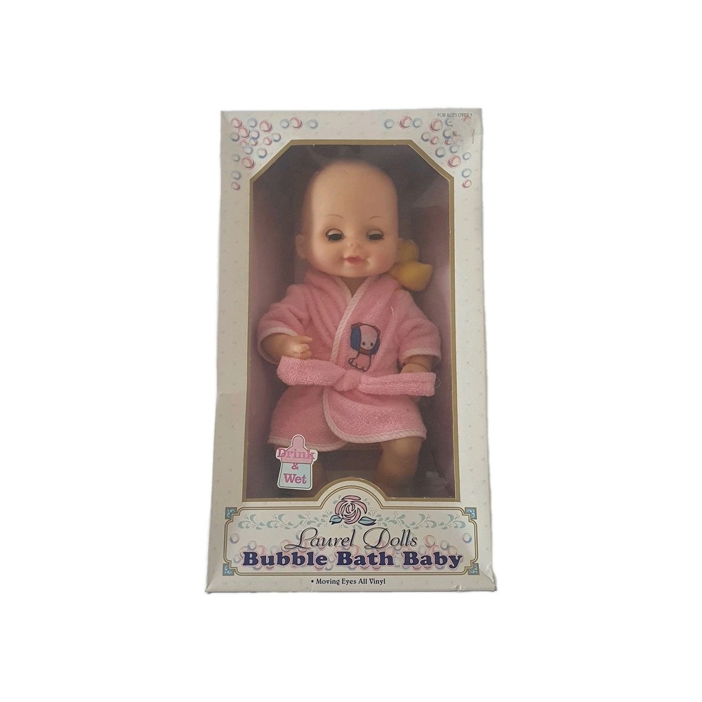 Vintage Cititoy‎ 1990 Laurel Dolls Bubble Bath Baby Moving Eyes Drink & Wet Robe